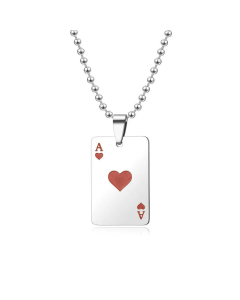 New Creative Red Peach Ace Spade Ace Playing Card Necklace