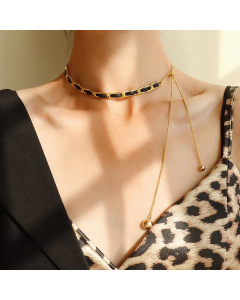 Simple New Leather Rope Chain Tassel Necklace Stainless Steel