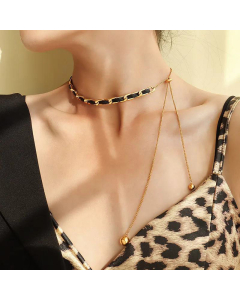 Simple New Leather Rope Chain Tassel Necklace Stainless Steel