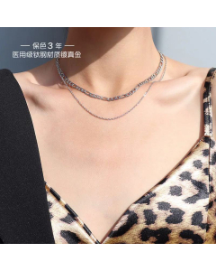 Non-Fading Double Layered Titanium Steel Necklace
