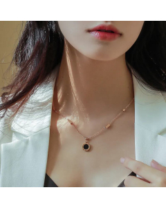 Double Side English Love Roman Numerals Shell Necklace