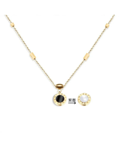 Double Side English Love Roman Numerals Shell Necklace