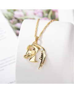 Fashion Hollow Horse Head Necklace Animal Stainless Steel 