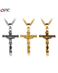 Wholesale Jesus Cross Titanium Steel Pendant Necklace