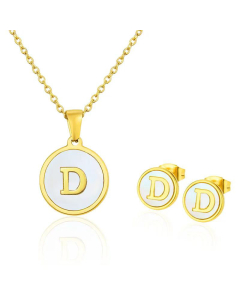 Simple 26 English Letter Necklace Earrings Set Titanium Steel Wholesale