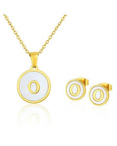 Simple 26 English Letter Necklace Earrings Set Titanium Steel Wholesale