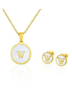 Simple 26 English Letter Necklace Earrings Set Titanium Steel Wholesale