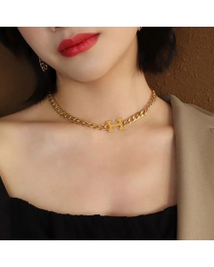 Letter H Pendant Titanium Steel Curby Necklace