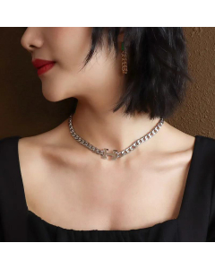 Letter H Pendant Titanium Steel Curby Necklace