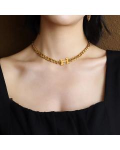 Letter H Pendant Titanium Steel Curby Necklace