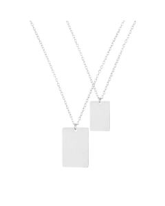 Double Layered Square Pendant Stainless Steel Necklace