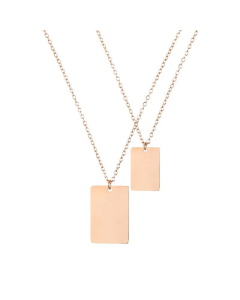 Double Layered Square Pendant Stainless Steel Necklace
