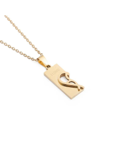 Heart Square Pendant Couple Necklace Stainless Steel