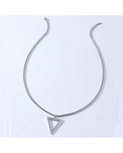 Fine Quality Simple Titanium Steel Black Triangle Necklace 