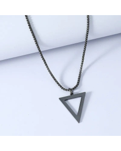 Fine Quality Simple Titanium Steel Black Triangle Necklace 