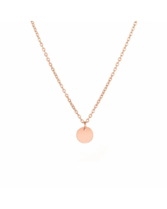Women Fashion Stainless Steel Lettering Round Pendant 316L Necklace-Rose Gold Color