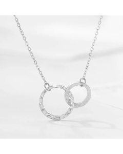 Fashion Double Circle Cross Stainless Steel Women Necklace Clavicle Chain