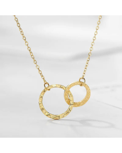 Fashion Double Circle Cross Stainless Steel Women Necklace Clavicle Chain