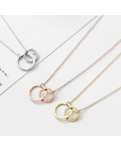 Fashion Double Circle Cross Stainless Steel Women Necklace Clavicle Chain