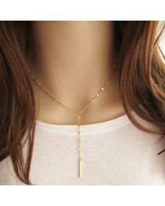 Y-Shaped Tassel Lip Chain Stainless Steel Necklace Women Necklace