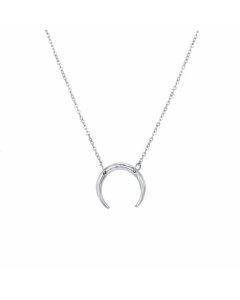 Female Necklace Moon Shaped Double Hole Stainless Steel Necklace