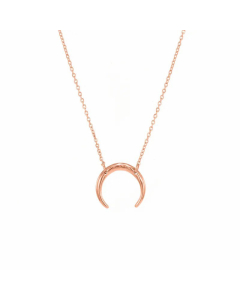 Female Necklace Moon Shaped Double Hole Stainless Steel Necklace