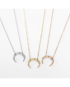 Female Necklace Moon Shaped Double Hole Stainless Steel Necklace