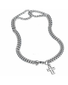 Hip-Hop Style Trendy Wild Men Double Chain Fashion Cross Necklace