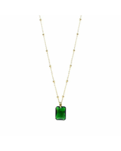 Retro Minimalist Titanium Steel Light Luxury All-Match Peacock Emerald Gem Pendant Necklace