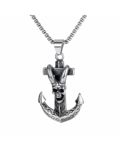 Men Necklace Hot-Selling New Retro Anchor Claw Skull Cross Titanium Steel Jewelry Wholesale