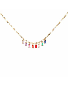 New Colored Zircon Pendant Necklace Stainless Steel Necklace Accessories 