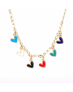 New Cute Colorful Love Necklace Heart Pendant Stainless Steel Necklace