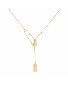 Non-Fading Pin Paper Clip Necklace Simple All-Match Titanium Steel 