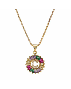 Necklace Creative Necklace Clavicle Chain Women Micro Inlaid Color Zircon 26 Letter Necklace