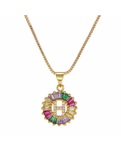 Necklace Creative Necklace Clavicle Chain Women Micro Inlaid Color Zircon 26 Letter Necklace