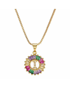 Necklace Creative Necklace Clavicle Chain Women Micro Inlaid Color Zircon 26 Letter Necklace