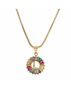 Necklace Creative Necklace Clavicle Chain Women Micro Inlaid Color Zircon 26 Letter Necklace