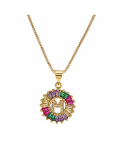 Necklace Creative Necklace Clavicle Chain Women Micro Inlaid Color Zircon 26 Letter Necklace