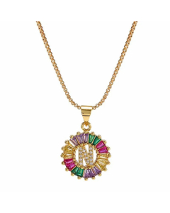 Necklace Creative Necklace Clavicle Chain Women Micro Inlaid Color Zircon 26 Letter Necklace