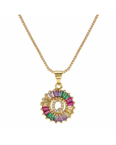 Necklace Creative Necklace Clavicle Chain Women Micro Inlaid Color Zircon 26 Letter Necklace