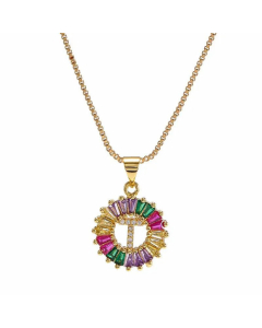 Necklace Creative Necklace Clavicle Chain Women Micro Inlaid Color Zircon 26 Letter Necklace