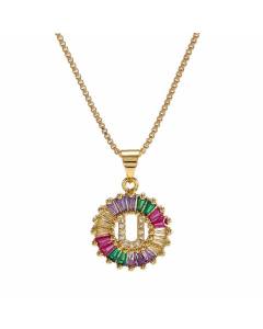 Necklace Creative Necklace Clavicle Chain Women Micro Inlaid Color Zircon 26 Letter Necklace