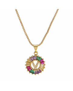 Necklace Creative Necklace Clavicle Chain Women Micro Inlaid Color Zircon 26 Letter Necklace