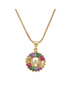 Necklace Creative Necklace Clavicle Chain Women Micro Inlaid Color Zircon 26 Letter Necklace