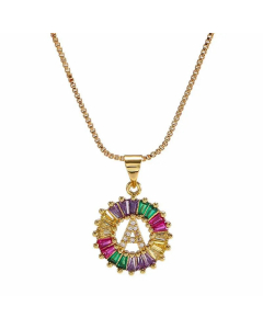 Necklace Creative Necklace Clavicle Chain Women Micro Inlaid Color Zircon 26 Letter Necklace