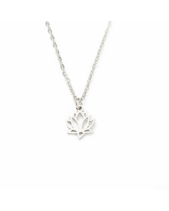 Full Polished Laser Cut Lotus Necklace Titanium Steel 