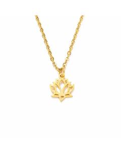 Full Polished Laser Cut Lotus Necklace Titanium Steel 
