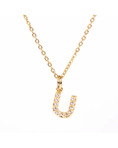 Wholesale New Fashion 26 English Alphabet Pendant Necklace Diamond Clavicle Chain 
