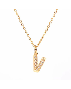 Wholesale New Fashion 26 English Alphabet Pendant Necklace Diamond Clavicle Chain 