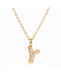 Wholesale New Fashion 26 English Alphabet Pendant Necklace Diamond Clavicle Chain 